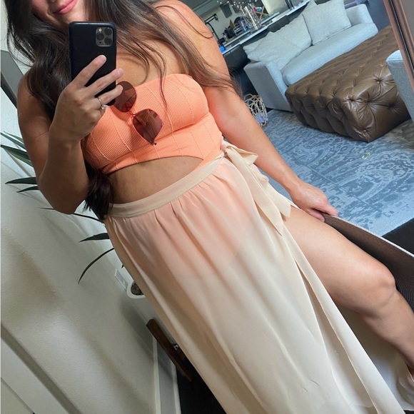aerie Other - Aerie Textured Terry Cut Out One Strap Muted Neon Orange One Piece Swimsuit XL